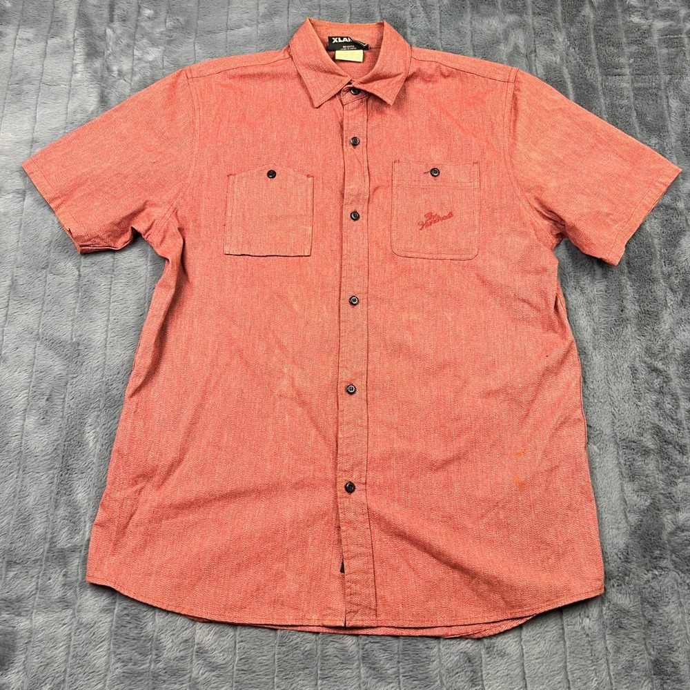 The Hundreds Mens XL Short Sleeve Button Down Shirt Red Textured Streetwear